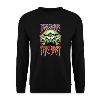 Bodybuilding Halloween Vorsicht vor dem Fledermausvampir - Unisex Pullover - Schwarz - Vorne - Alina (178cm) & Michal (187cm)
