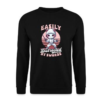 Fechten lässt sich leicht von Schwertern ablenken - Unisex Pullover - Schwarz - Vorne - Alina (178cm) & Michal (187cm)