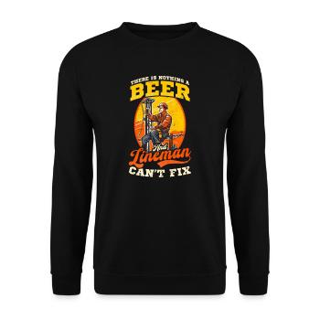 Lineman Pole Nothing Beer Und Lineman Cant Fix - Unisex Pullover - Schwarz - Vorne - Alina (178cm) & Michal (187cm)