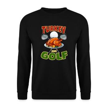 Thanksgiving Golf Türkei Golfschläger - Unisex Pullover - Schwarz - Vorne - Alina (178cm) & Michal (187cm)