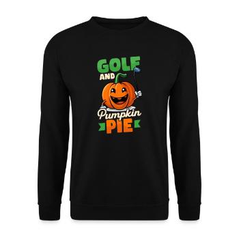 Thanksgiving Golf Golf und Kürbiskuchen - Unisex Pullover - Schwarz - Vorne - Alina (178cm) & Michal (187cm)