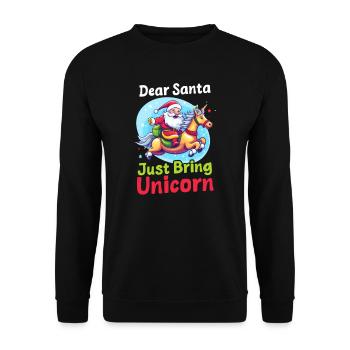 Weihnachten Einhorn Weihnachtsmann Bring einfach Einhorn - Unisex Pullover - Schwarz - Vorne - Alina (178cm) & Michal (187cm)