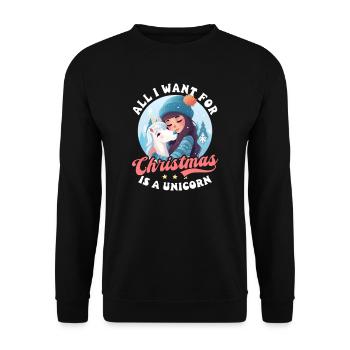 Licorne de Noël Tout ce que je veux, c’est une licorne - Sweat-shirt Unisexe - noir - Devant - Alina (178cm) & Michal (187cm)