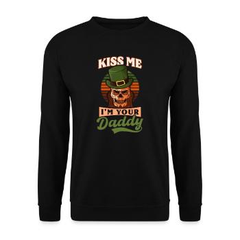 Drôle de St Patricks Day Embrasse-moi je suis ton papa - Sweat-shirt Unisexe - noir - Devant - Alina (178cm) & Michal (187cm)