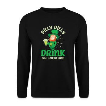 Lustiger St. Patricks Day-Drink bis Irish - Unisex Pullover - Schwarz - Vorne - Alina (178cm) & Michal (187cm)