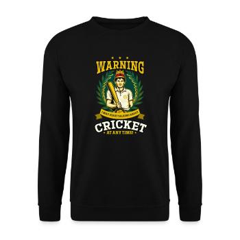 Cricket Player Warning May Talk About - Unisex Sweatshirt - black - Front - Alina (178cm) & Michal (187cm)