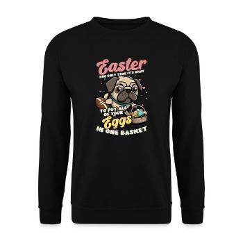 Football Easter All Eggs In One Basket - Unisex Sweatshirt - black - Front - Alina (178cm) & Michal (187cm)