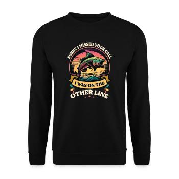 Fisher Fisherman war auf der anderen Spur - Unisex Pullover - Schwarz - Vorne - Alina (178cm) & Michal (187cm)