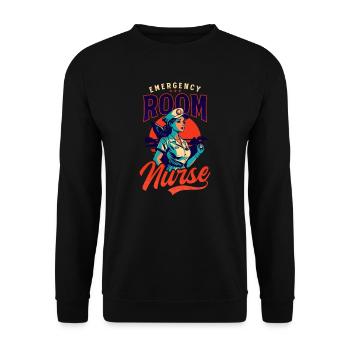 ER Krankenschwester Vintage Retro Sonnenuntergang - Unisex Pullover - Schwarz - Vorne - Alina (178cm) & Michal (187cm)