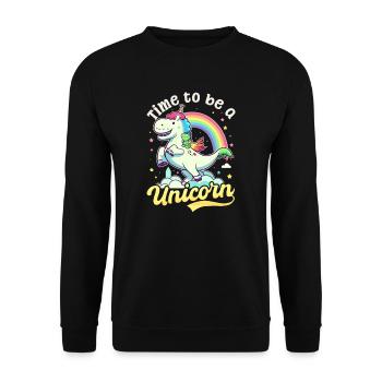 Licorne Il est temps d’être licorne - Sweat-shirt Unisexe - noir - Devant - Alina (178cm) & Michal (187cm)