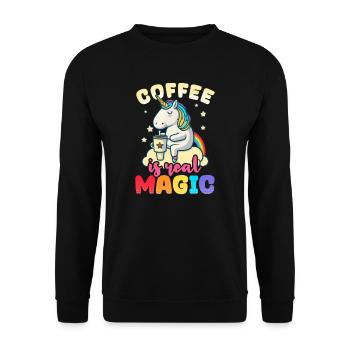Unicorn Coffee Is Real Magic - Unisex Sweatshirt - black - Front - Alina (178cm) & Michal (187cm)