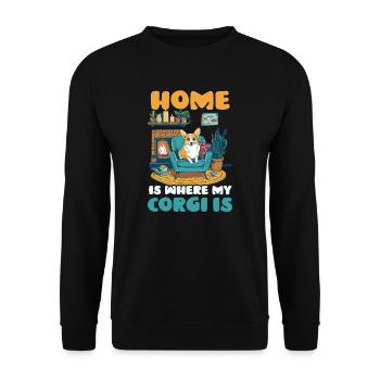 Corgi Mama Papa Zuhause Wo Corgi ist - Unisex Pullover - Schwarz - Vorne - Alina (178cm) & Michal (187cm)