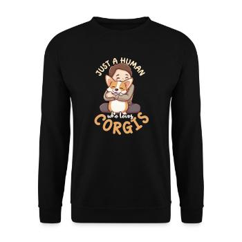 Corgi Mom Dad Human Who Loves Corgis - Unisex Sweatshirt - black - Front - Alina (178cm) & Michal (187cm)