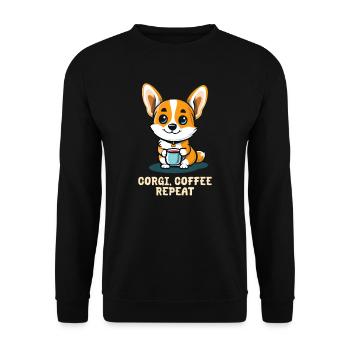 Corgi Mama Papa Corgi Kaffee Wiederholung - Unisex Pullover - Schwarz - Vorne - Alina (178cm) & Michal (187cm)