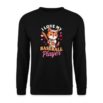 Baseball-Mutter liebt meinen Baseballspieler - Unisex Pullover - Schwarz - Vorne - Alina (178cm) & Michal (187cm)