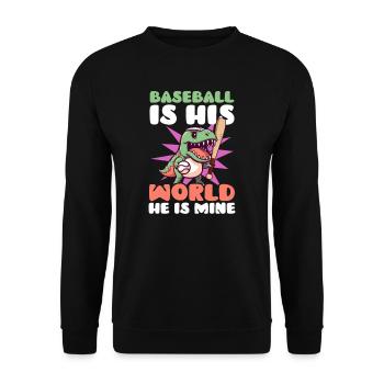 Baseball Mom est son monde, il est le mien - Sweat-shirt Unisexe - noir - Devant - Alina (178cm) & Michal (187cm)