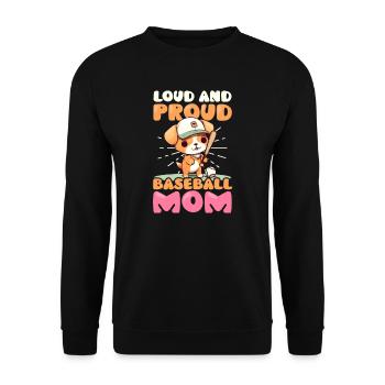 Baseball-Mutter Laute Stolze Baseball-Mutter - Unisex Pullover - Schwarz - Vorne - Alina (178cm) & Michal (187cm)