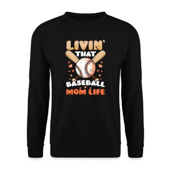 Baseball Maman Livin Baseball Maman Vie - Sweat-shirt Unisexe - noir - Devant - Alina (178cm) & Michal (187cm)