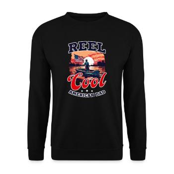 Fischer Cooler amerikanischer Vater - Unisex Pullover - Schwarz - Vorne - Alina (178cm) & Michal (187cm)