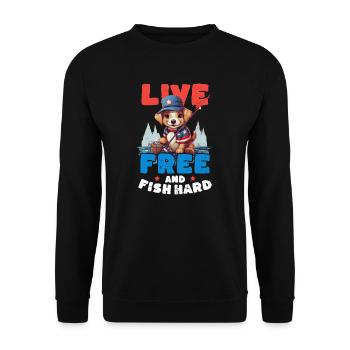 Pêcheur Vivre Libre Et Pêcher Dur - Sweat-shirt Unisexe - noir - Devant - Alina (178cm) & Michal (187cm)