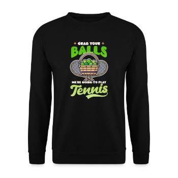 Tennis Pâques Grab Balls Va Jouer Au Tennis - Sweat-shirt Unisexe - noir - Devant - Alina (178cm) & Michal (187cm)