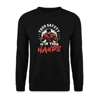 Krav Maga Your Safety Is In Your Hands - Unisex Sweatshirt - black - Front - Alina (178cm) & Michal (187cm)