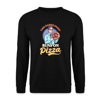 Radiologe Das läuft auf Pizza - Unisex Pullover - Schwarz - Vorne - Alina (178cm) & Michal (187cm)