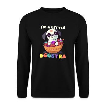 Dog Easter I'm Little Eggstra - Unisex Sweatshirt - black - Front - Alina (178cm) & Michal (187cm)