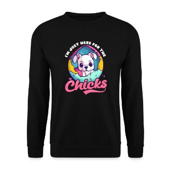 Dog Easter Here For Chicks Puppy - Unisex Sweatshirt - black - Front - Alina (178cm) & Michal (187cm)