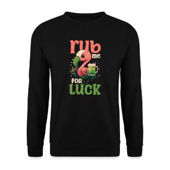 Irish Flamingo St Patricks Rub For Luck - Unisex Sweatshirt - black - Front - Alina (178cm) & Michal (187cm)