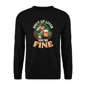 Irish Flamingo St Patricks Shut Up You're Fine - Unisex Sweatshirt - black - Front - Alina (178cm) & Michal (187cm)
