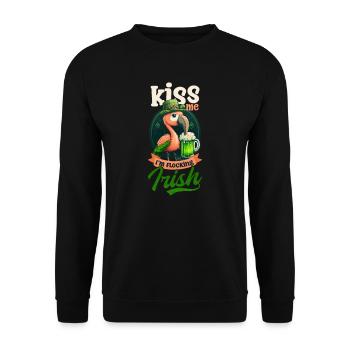 Flamant rose irlandais St Patricks baiser je suis floquage irlandais - Sweat-shirt Unisexe - noir - Devant - Alina (178cm) & Michal (187cm)