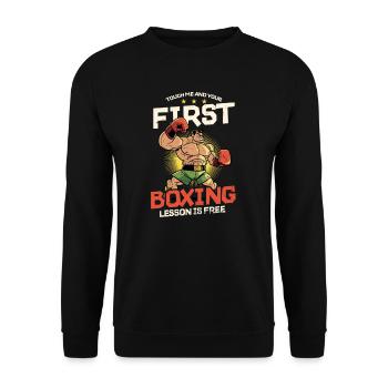 Boxing First Lesson Free - Unisex Sweatshirt - black - Front - Alina (178cm) & Michal (187cm)