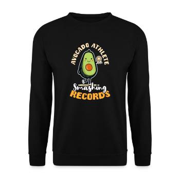 Veganer Athlet Avocado-Athlet bricht Rekorde - Unisex Pullover - Schwarz - Vorne - Alina (178cm) & Michal (187cm)