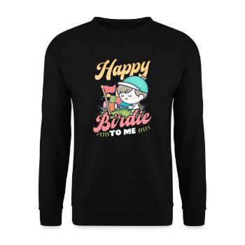 Golf Ostern Happy Birdie für mich - Unisex Pullover - Schwarz - Vorne - Alina (178cm) & Michal (187cm)