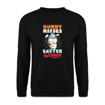 Golf Osterhase küsst Osterwünsche - Unisex Pullover - Schwarz - Vorne - Alina (178cm) & Michal (187cm)