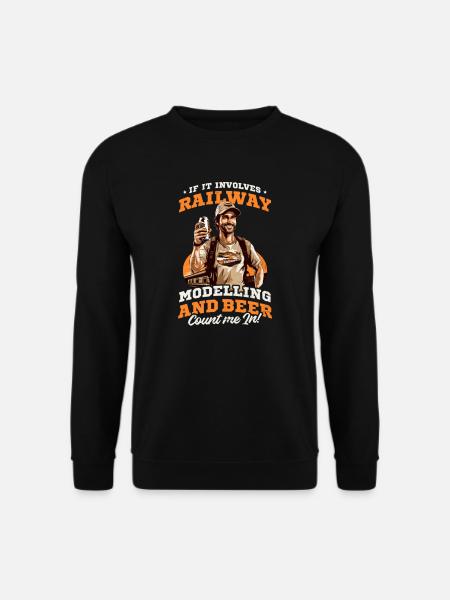 Modelleisenbahn Modellbau und Bier - Unisex Pullover - Schwarz