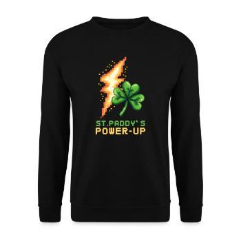 St. Patricks Day Gaming St. Paddy's Power-Up - Unisex Pullover - Schwarz - Vorne - Alina (178cm) & Michal (187cm)