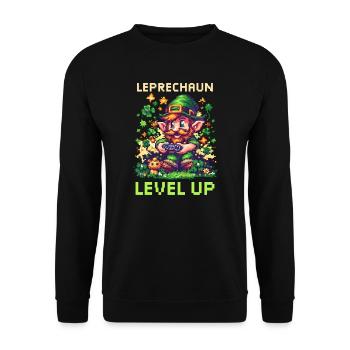 St. Patricks Day Gaming Leprechaun Passez au niveau supérieur - Sweat-shirt Unisexe - noir - Devant - Alina (178cm) & Michal (187cm)