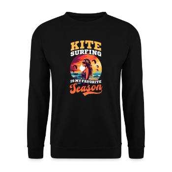 Kitesurfen Kitesurfen ist meine Jahreszeit - Unisex Pullover - Schwarz - Vorne - Alina (178cm) & Michal (187cm)