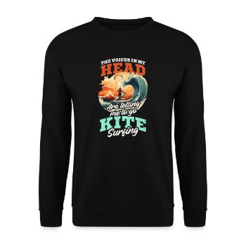 Voix De Kite Surf Dans La Tête Dites-Moi Surf - Sweat-shirt Unisexe - noir - Devant - Alina (178cm) & Michal (187cm)