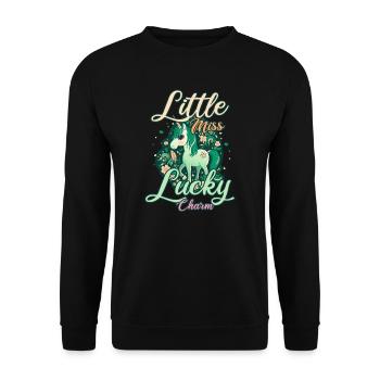 Irisches Einhorn St Patricks Kleines Glück - Unisex Pullover - Schwarz - Vorne - Alina (178cm) & Michal (187cm)