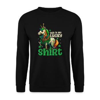 Licorne irlandaise St Patricks porte-bonheur tenue - Sweat-shirt Unisexe - noir - Devant - Alina (178cm) & Michal (187cm)