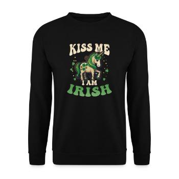 Irish Unicorn St Patricks Kiss Me Irish - Unisex Sweatshirt - black - Front - Alina (178cm) & Michal (187cm)