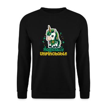 Irish Unicorn St Patricks Magically Unpinchable - Unisex Sweatshirt - black - Front - Alina (178cm) & Michal (187cm)