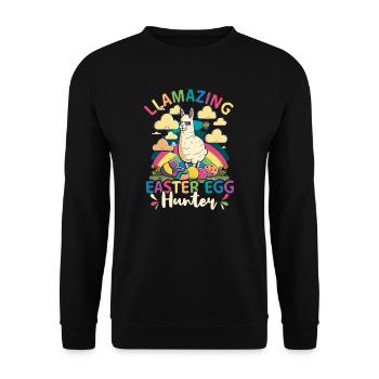 Christian Easter Llamazing Ostereiersucher - Unisex Pullover - Schwarz - Vorne - Alina (178cm) & Michal (187cm)