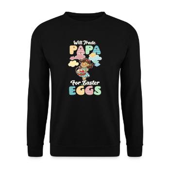 Christian Easter Trade Papa For Easter Eggs - Unisex Sweatshirt - black - Front - Alina (178cm) & Michal (187cm)