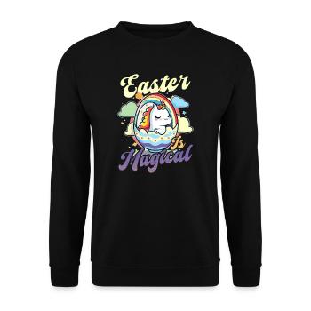 Pâques chrétienne Pâques est une licorne magique - Sweat-shirt Unisexe - noir - Devant - Alina (178cm) & Michal (187cm)