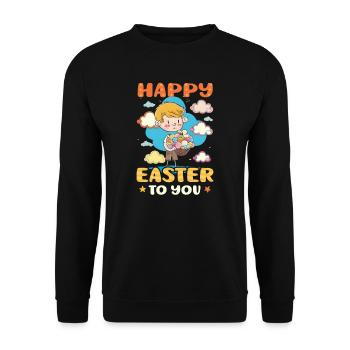 Christlicher Osterjunge Frohe Ostern - Unisex Pullover - Schwarz - Vorne - Alina (178cm) & Michal (187cm)