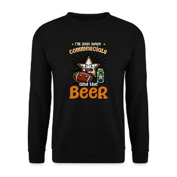Fußballliebhaber hier für Werbespots und Bier - Unisex Pullover - Schwarz - Vorne - Alina (178cm) & Michal (187cm)